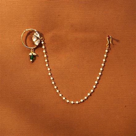Kundan Pressing Nose Ring With Gold Plating
