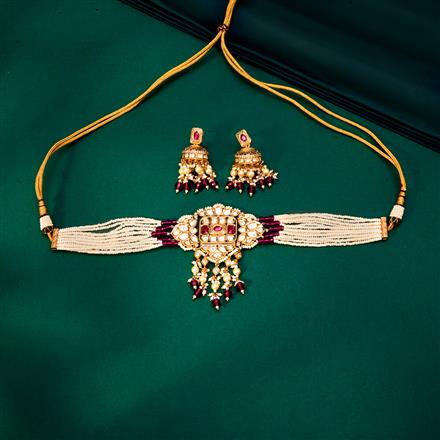 Kundan Moti Necklace With Gold Plating