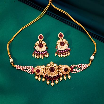 Kundan Moti Necklace With Gold Plating