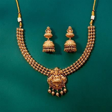 Antique Temple Necklace With Matte Gold Plating