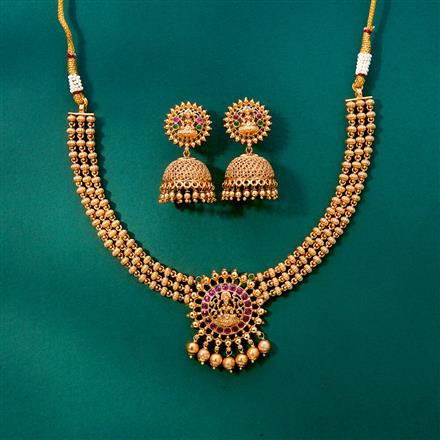 Antique South Indian Necklace With Matte Gold Plating