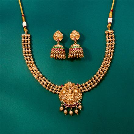 Antique Temple Necklace With Matte Gold Plating