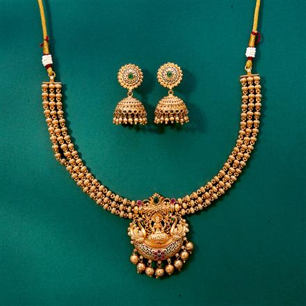 Antique South Indian Necklace With Matte Gold Plating