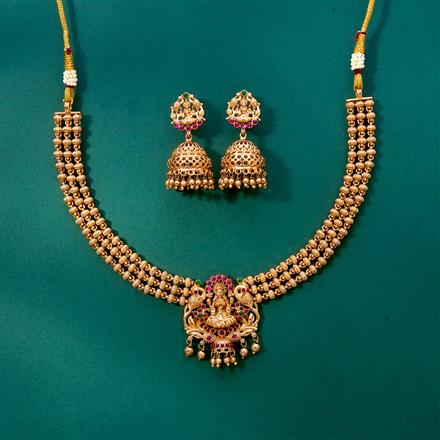 Antique South Indian Necklace With Matte Gold Plating