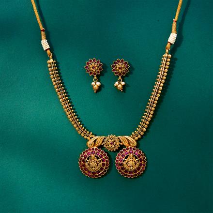 Antique Temple Necklace With Matte Gold Plating