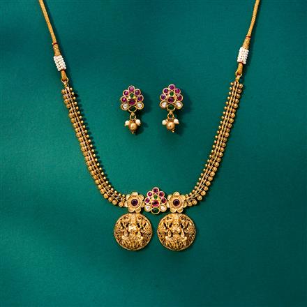 Antique Temple Necklace With Matte Gold Plating