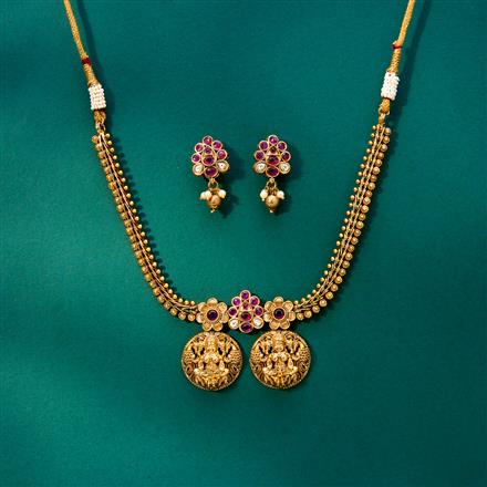 Antique Temple Necklace With Matte Gold Plating