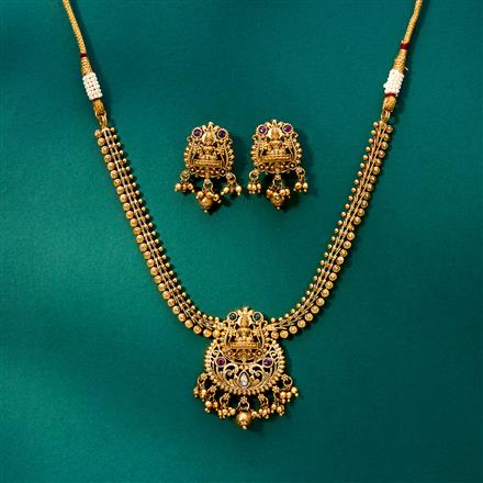 Antique Temple Necklace With Matte Gold Plating