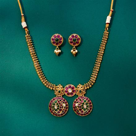 Antique South Indian Necklace With Matte Gold Plating