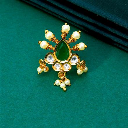Kundan Pressing Nose Ring With Gold Plating