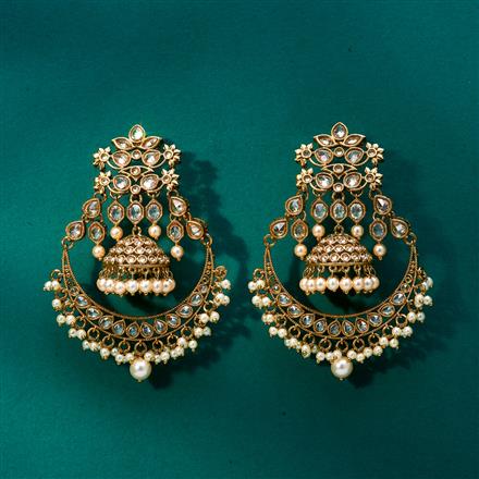 Antique Pearl Jhumki With Mehndi Plating