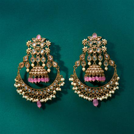 Antique Pearl Jhumki With Mehndi Plating