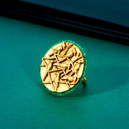 Antique Adjustable Ring With Matte Gold Plating