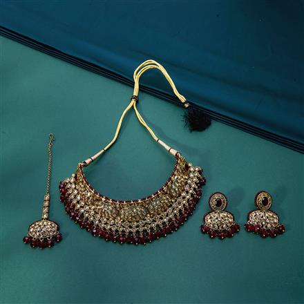 Antique Mukut Necklace With Mehndi Plating