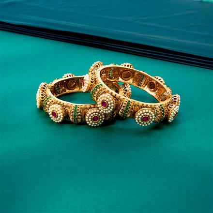 Antique Openable Bangles With Matte Gold Plating