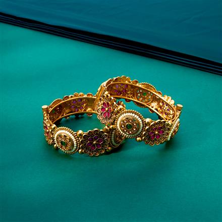 Antique Openable Bangles With Matte Gold Plating