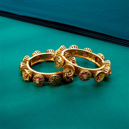 Antique Openable Bangles With Matte Gold Plating