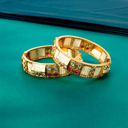Antique Openable Bangles With Matte Gold Plating