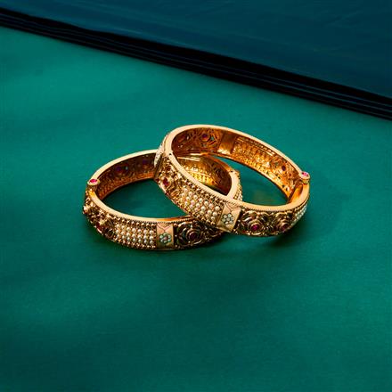 Antique Openable Bangles With Matte Gold Plating