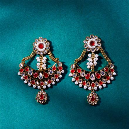 Antique Pearl Earring With Mehndi Plating