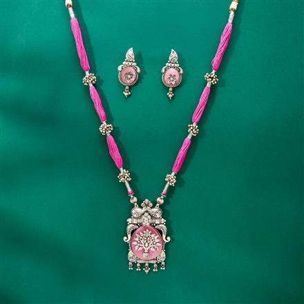 Antique Classic Pendant Set With Matte Rhodium Plating