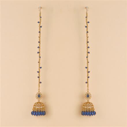 Antique Jhumki With Ear Chain With Mehndi Plating