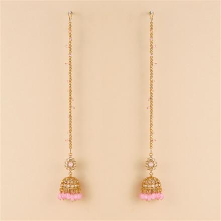 Antique Jhumki With Ear Chain With Mehndi Plating