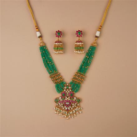 Antique Pearl Pendant Set With Matte Gold Plating