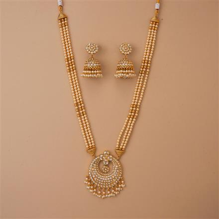 Antique Mala Pendant Set With Matte Gold Plating