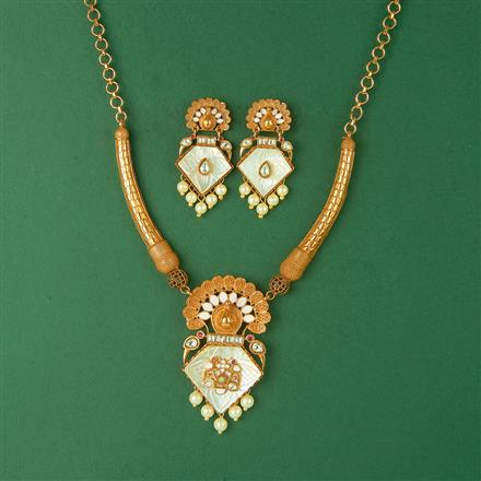 Antique Meenakari Necklace With Matte Gold Plating