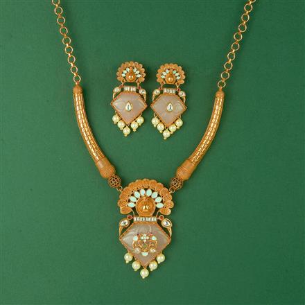 Antique Meenakari Necklace With Matte Gold Plating