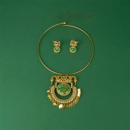 Antique Pipe Necklace With Mehndi Plating