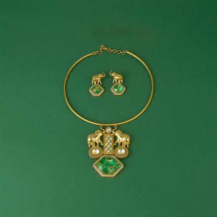 Antique Pipe Necklace With Mehndi Plating