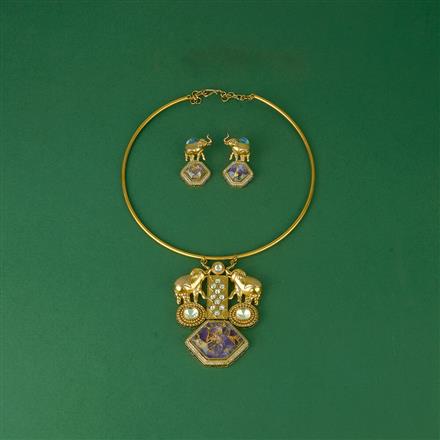 Antique Pipe Necklace With Mehndi Plating