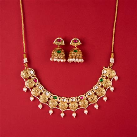Antique Classic Necklace With Matte Gold Plating