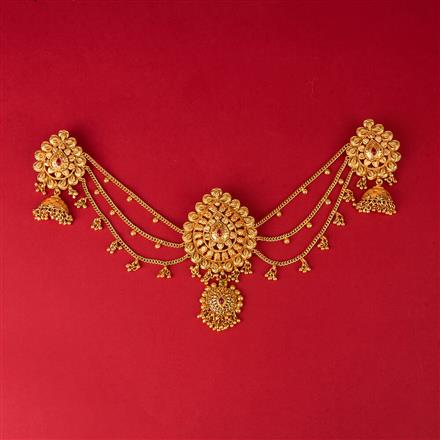 Antique Classic Hair Brooch With Matte Gold Plating