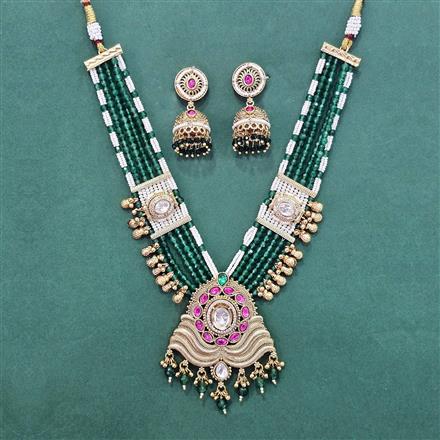Antique Pearl Necklace Set With Gold Plating