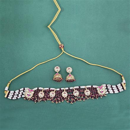 Antique Pearl Necklace Set With Gold Plating