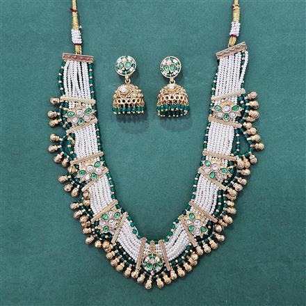 Antique Pearl Necklace Set With Gold Plating