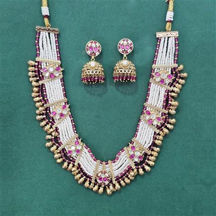 Antique Pearl Necklace Set With Gold Plating