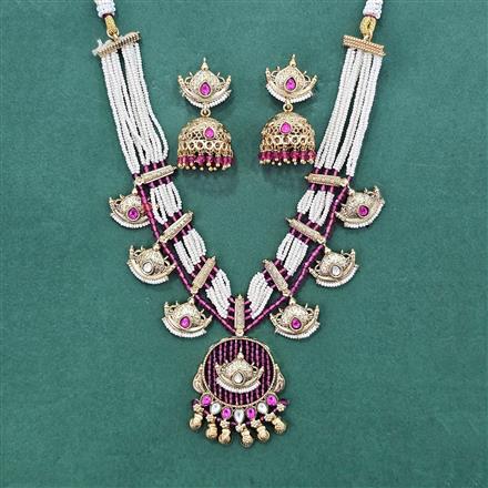 Antique Moti Necklace Set With Gold Plating