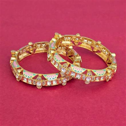 Kundan Meenakari Bangles With Carat Plating