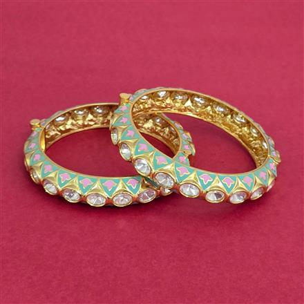 Kundan Meenakari Bangles With Carat Plating