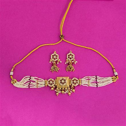 Antique Moti Necklace With Gold Plating