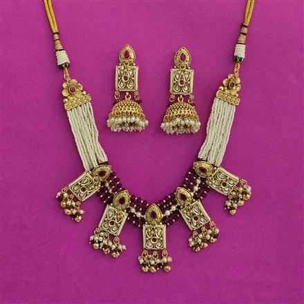 Antique Moti Necklace With Gold Plating