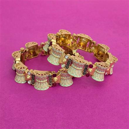 Antique Meenakari Bangles With Matte Gold Plating