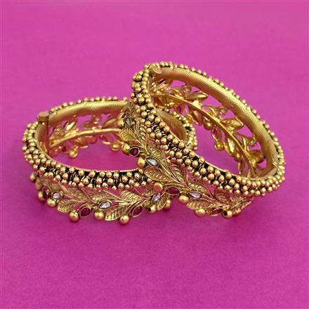 Antique Openable Bangles With Matte Gold Plating