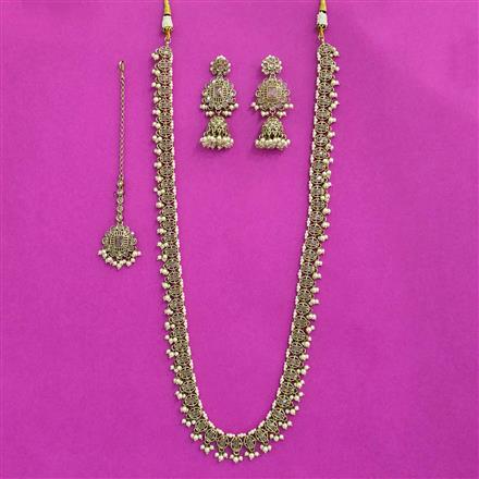 Antique Long Necklace With Mehndi Plating