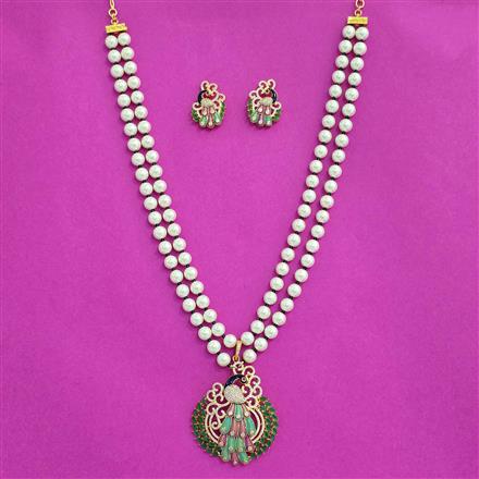 Cz Peacock Pendant Set With Gold Plating