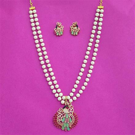 Cz Peacock Pendant Set With Gold Plating